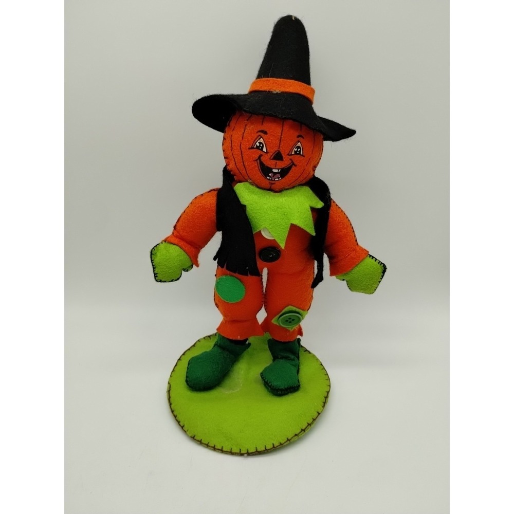 Vintage Handmade Jack O Lantern Man Halloween Decor Retro Pumpkin Scarecrow